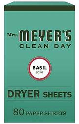 Mrs. Meyer's Clean Day 014448 Dryer Sheet, Basil