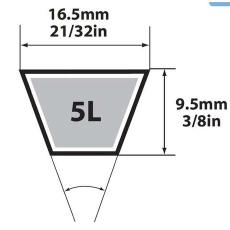 Mitsuboshi FHP 5L820 Standard General Utility V-Belt 0.63 in. W X 82 in. L For Fractional Horsepower