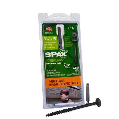 SPAX PowerLag 5/16 in. in. X 5 in. L T-30 Washer Head Serrated Structural Screws