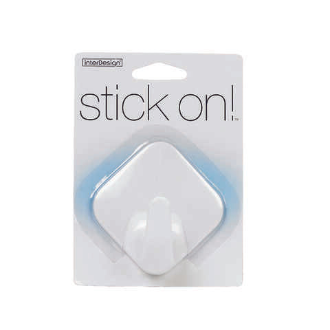 iDesign 1-9/16 in. L White Plastic Small stick on! Diamond Hook 1 pk