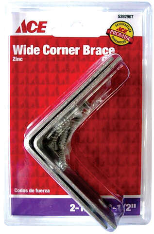 Ace 2-1/2 in. H X 3.75 in. W X 2-1/2 in. D Zinc Inside Wide Corner Brace, Pack of 5