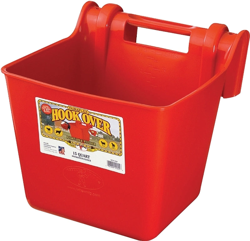 Little Giant HF15RED Hook Over Feeder, 15 qt Volume, Polyethylene, Red