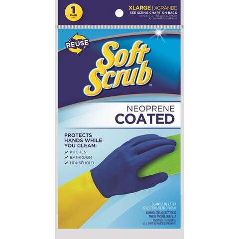 Soft Scrub Latex/Neoprene Cleaning Gloves XL Blue/Yellow 1 pk