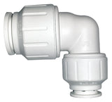 John Guest PEI212820P Reducing Pipe Elbow, 3/4 x 1/2 in, Plastic, White, 160 psi Pressure