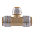 SharkBite Max Series UR412A Reducing Pipe Tee, 3/4 x 1/2 in, Push-To-Connect, Brass, 250 psi Pressure