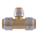 SharkBite Max Series UR412A Reducing Pipe Tee, 3/4 x 1/2 in, Push-To-Connect, Brass, 250 psi Pressure