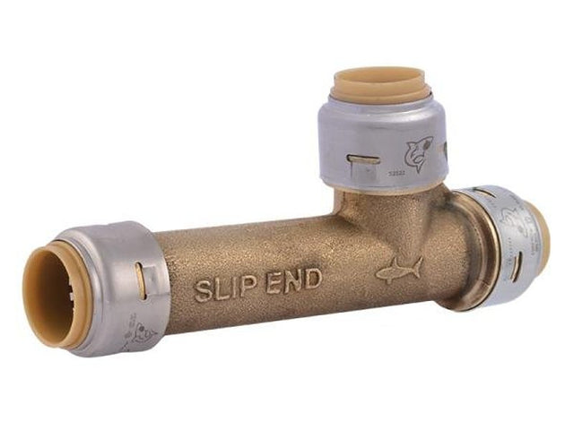 SharkBite Max Series UR3370A Pipe Tee, 3/4 in, PTC, Brass, 250 psi Pressure