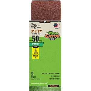 Gator 7012 Sanding Belt, 3 in W, 21 in L, 50 Grit, Coarse, Aluminum Oxide Abrasive