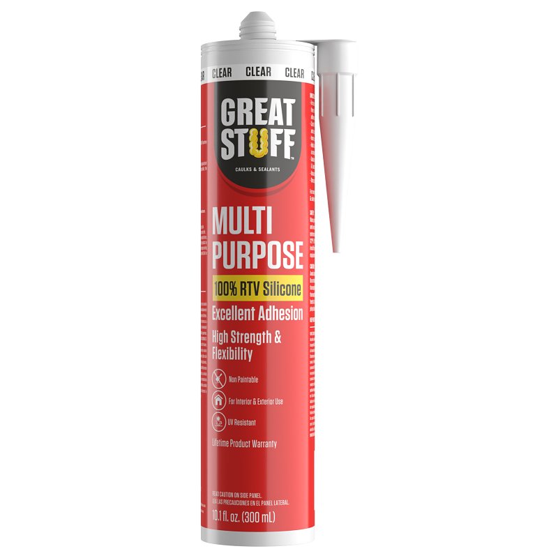 Great Stuff 99ALLP3000 Multi-Purpose Caulk, Clear, 24 hr Curing, 41 to 104 deg F, 10.1 fl-oz, Cartridge