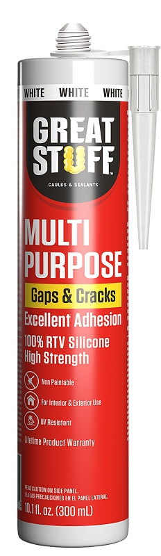 Great Stuff 99ALLP3001 Multi-Purpose Caulk, White, 24 hr Curing, 41 to 104 deg F, 10.1 fl-oz, Cartridge