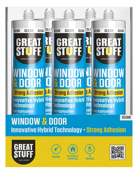 Great Stuff 99DOOR3007 Window and Door Hybrid Sealant, Clear, 24 hr Curing, 10.1 fl-oz Cartridge