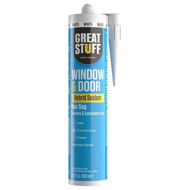 Great Stuff 99DOOR3008 Hybrid Sealant Caulk, White, 41 to 95 deg F, 10.1 fl-oz, Cartridge