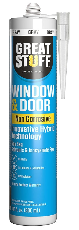 Great Stuff 99DOOR3033 Hybrid Sealant Caulk, Gray, 41 to 95 deg F, 10.1 fl-oz, Cartridge