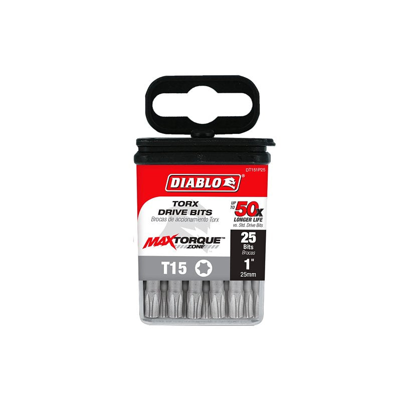 Diablo DT151P25 Screwdriver Insert Bit, #15 Drive, Torx Drive, 1 in L, 25/PK