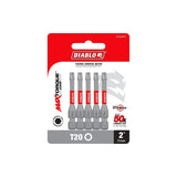 Diablo DT202P5 Screwdriver Insert Bit, #20 Drive, Torx Drive, 2 in L, 5/PK