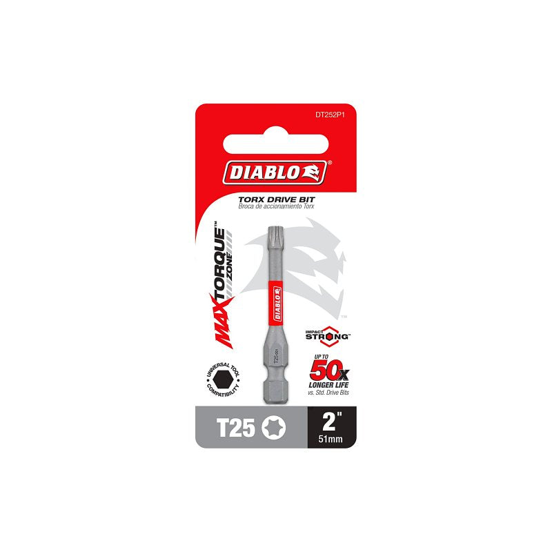 Diablo DT252P1 Screwdriver Insert Bit, #25 Drive, Torx Drive, 2 in L, 1/PK