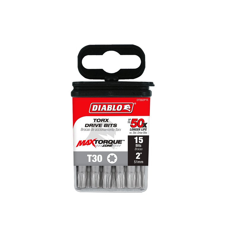 Diablo DT302P15 Screwdriver Insert Bit, #30 Drive, Torx Drive, 2 in L, 15/PK