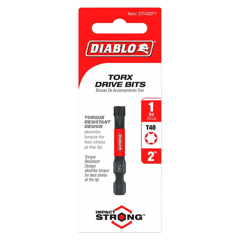 Diablo DT402P1 Screwdriver Insert Bit, #40 Drive, Torx Drive, 2 in L, 1/PK