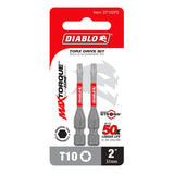Diablo DT102P2 Drive Bit, #10 Drive, Torx Drive, 1/4 in Shank, Hex Shank, 2 in L