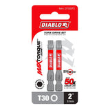 Diablo DT302P2 Drive Bit, #30 Drive, Torx Drive, 1/4 in Shank, Hex Shank, 2 in L
