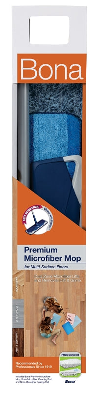 Bona WM710013432 Floor Mop, 4 in W Head, 15 in L Head, 60 in L Handle, Microfiber Head