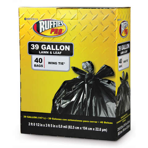 Ruffies Pro 39 gal Lawn & Leaf Bags Wing Ties 40 pk, Pack of 6