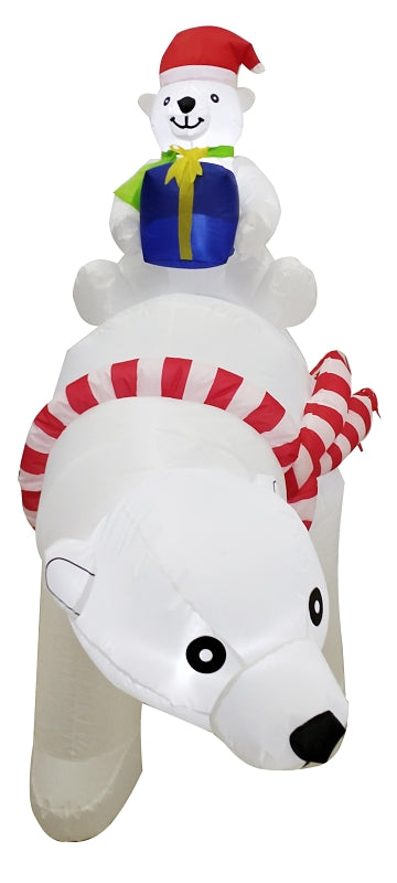 Santas Forest 90704 Inflatable Polar Bears, 6.5 ft H, Polyester, Blue/Red/White