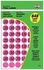 Hy-Ko 30102 Price Label, Black Legend, Pink Background, Pack of 10