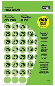 Hy-Ko 30101 Price Label, Black Legend, Neon Green Background, Pack of 10