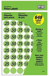 Hy-Ko 30101 Price Label, Black Legend, Neon Green Background, Pack of 10