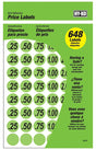 Hy-Ko 30101 Price Label, Black Legend, Neon Green Background, Pack of 10