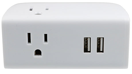 PowerZone ORPBU069 Outlet Tap, 2.4 A, 2-USB Port, 3-Outlet, White