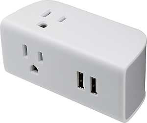 PowerZone ORPBU069 Outlet Tap, 2.4 A, 2-USB Port, 3-Outlet, White