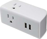 PowerZone ORPBU069 Outlet Tap, 2.4 A, 2-USB Port, 3-Outlet, White