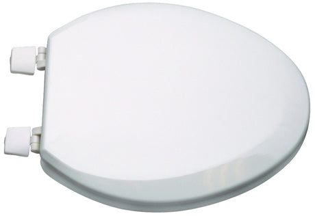 ProSource T-19WM-3L Toilet Seat, Elongated, MDF Molded Fiberboard, White, Plastic Hinge