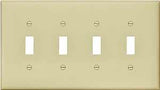 Eaton Wiring Devices PJ4V Wallplate, 4-7/8 in L, 8.56 in W, 4 -Gang, Polycarbonate, Ivory, High-Gloss