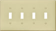 Eaton Wiring Devices PJ4V Wallplate, 4-7/8 in L, 8.56 in W, 4 -Gang, Polycarbonate, Ivory, High-Gloss