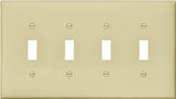 Eaton Wiring Devices PJ4V Wallplate, 4-7/8 in L, 8.56 in W, 4 -Gang, Polycarbonate, Ivory, High-Gloss