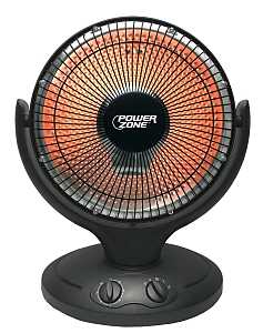 PowerZone QGW08-608 Parabolic Heater, 6.7 A, 120 V, 400/800 W, 2-Heating Stage, Black