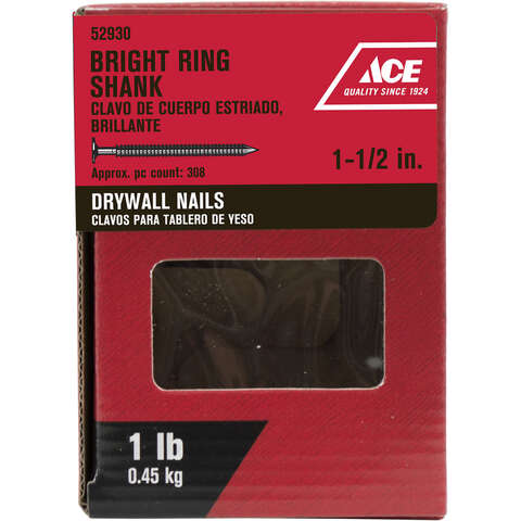 Ace 1-1/2 in. Drywall Bright Steel Nail Flat Head 1 lb