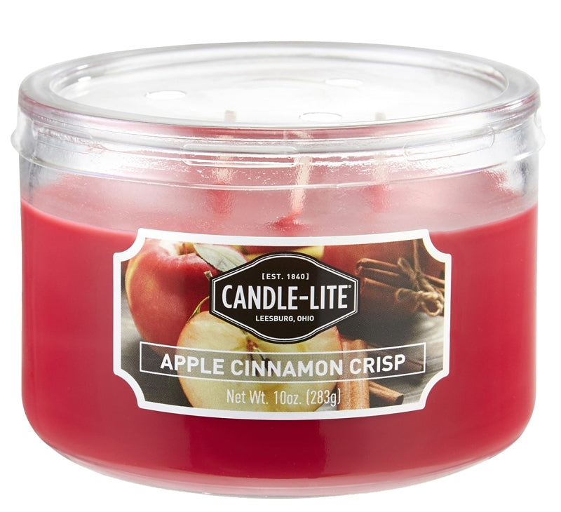 Candle-Lite 1879021 Scented Candle, Apple Cinnamon Crisp Fragrance, Crimson Candle, Pack of 4