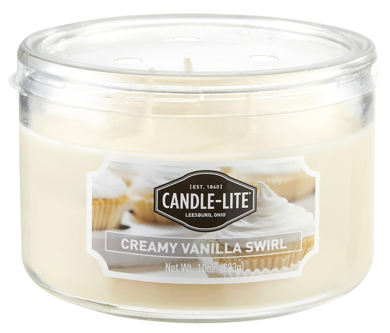 Candle-Lite 1879553 Scented Candle, Creamy Vanilla Swirl Fragrance, Ivory Candle, Pack of 4