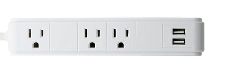 PowerZone ORPBSU061 Surge Strip, 2.4 A, 3-Outlet, White