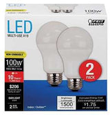 Feit Electric A1600/850/10KLED/2 LED Lamp, General Purpose, A19 Lamp, 100 W Equivalent, E26 Lamp Base, White