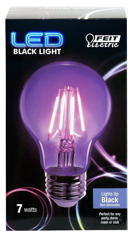 Feit Electric A19/BLB/LED LED Bulb, General Purpose, A19 Lamp, 60 W Equivalent, E26 Lamp Base, Black Light, Pack of 6