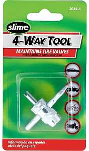 Slime 2044-A Tire Valve Tool, 4 -Port/Way, Steel, Pack of 6