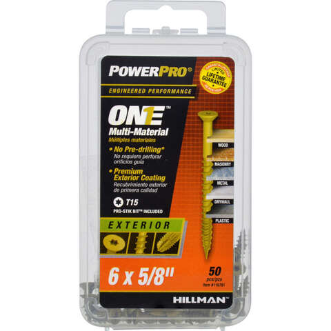 HILLMAN POWERPRO ONE No. 6 X 5/8 in. L Star Flat Head Coarse Multi-Material Screw, Pack of 5