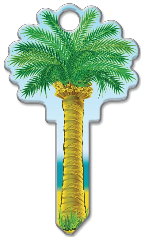 Lucky Line Key Shapes Series B112S Key Blank, Palm Tree, Brass, Enamel-Coated, For: Schlage Locks, Pack of 5