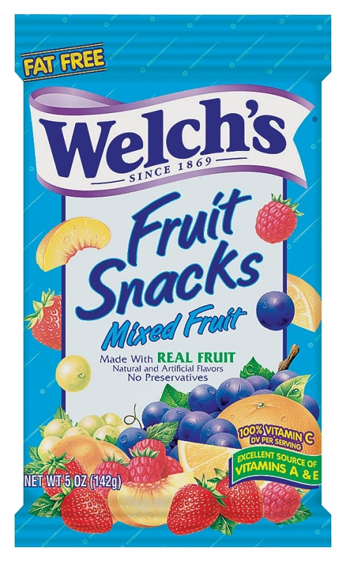 Welch's WMF12 Fruit Snack, Mixed Fruit Flavor, 5 oz Bag, Pack of 12