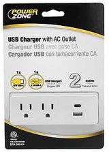 PowerZone ORPBUC013 Outlet Tap, 3.1 A, 2-USB Port, 2-Outlet, White